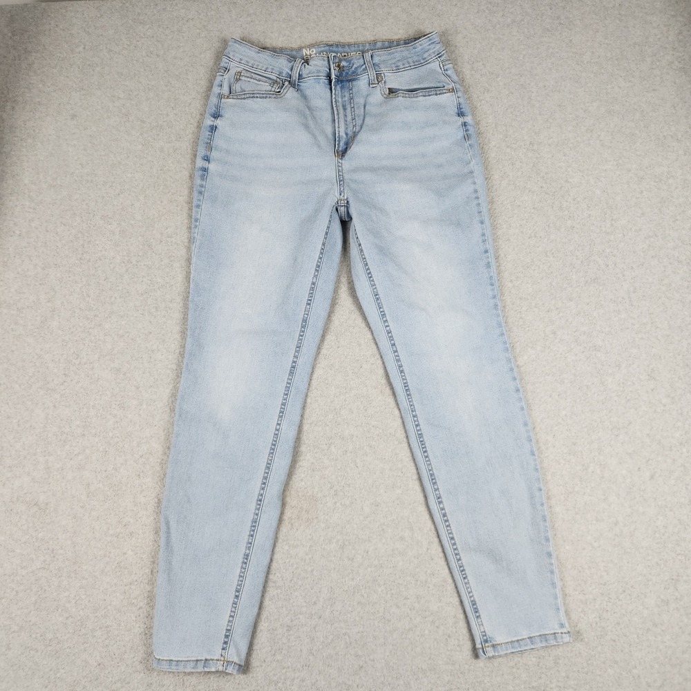 No Boundaries Jeans Juniors 10 Blue Denim Whiskered High Rise Stretch Skinny Leg